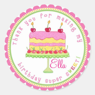 Pegatina Redonda Candy Land Cake Cumpleaños fiesta favorece a los P