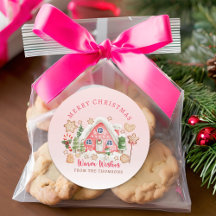 Candy rosa lindo casa de pan de jengibre Feliz Nav