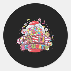 Pegatina Redonda Candy Security Funny Chicas de disfraces de Hallow