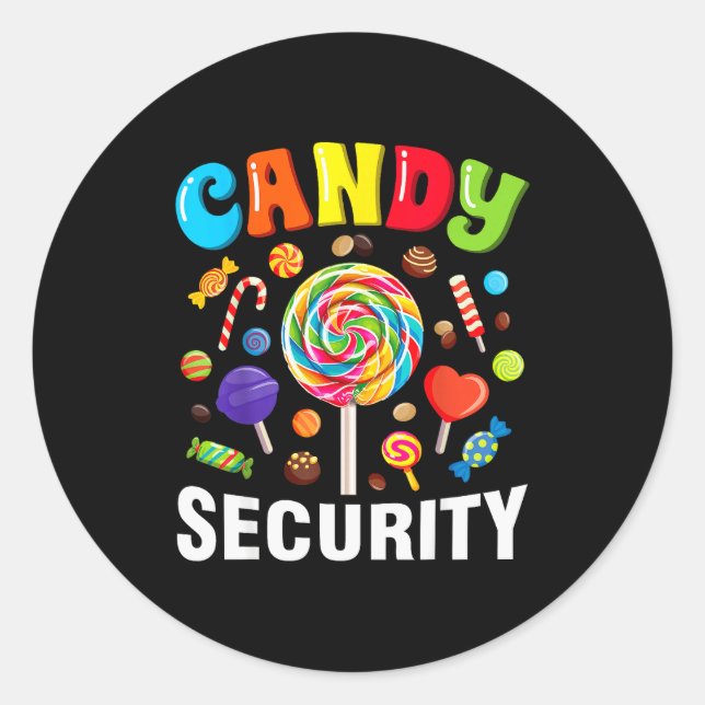 Pegatina Redonda Candy Security Funny Halloween Costume  (Anverso)
