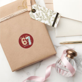 Pegatina Redonda Candy Stripe & Snowflake 67 – Número de vacaciones