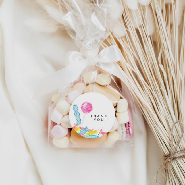 Pegatina Redonda Candy Sweet Shop Cumpleaños o Baby Shower (Subido por el creador)