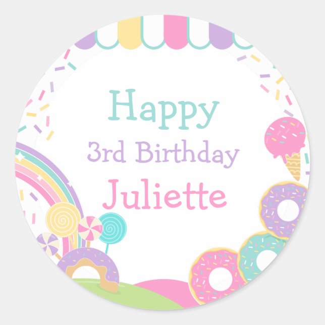 Pegatina Redonda Candyland (Anverso)