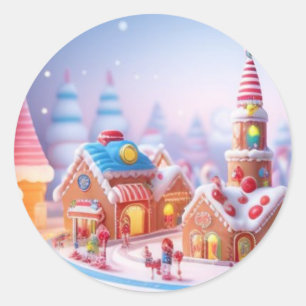 Pegatina Redonda Candyland/Ciudad de la fantasía/Pegatina