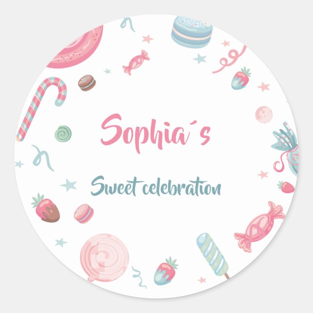 Pegatina Redonda Candyland Fiesta Candy Land (Anverso)