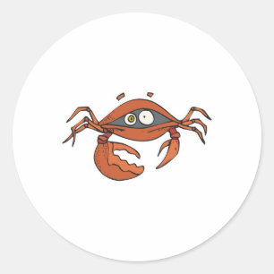 Pegatina Redonda cangrejo asustado