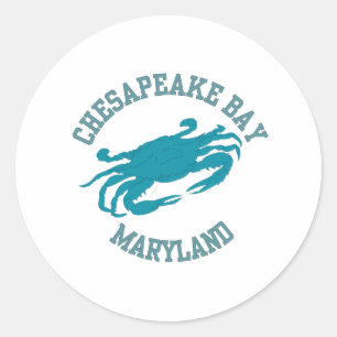 Pegatina Redonda Cangrejo azul de la bahía de Chesapeake