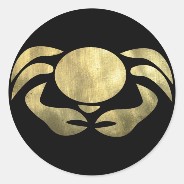 Pegatina Redonda Cangrejo de cáncer de oro (Anverso)