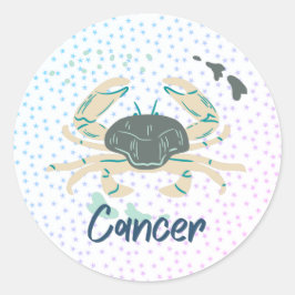 Pegatina Redonda Cangrejo de cáncer moderno Zodiac