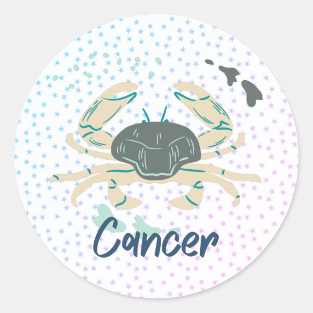 Pegatina Redonda Cangrejo de cáncer moderno Zodiac (Anverso)