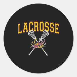 Pegatina Redonda Cangrejo de Maryland Lacrosse cruza pegamento lax 