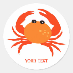 Pegatina Redonda Cangrejo personalizado rojo naranja caliente simpl