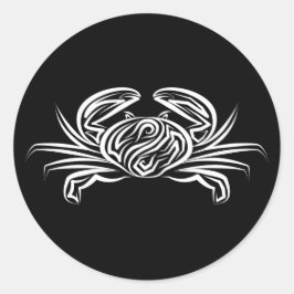 Pegatina Redonda Cangrejo tribal blanco y negro