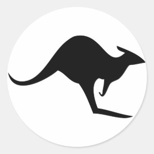Pegatina Redonda canguro australiano negro - australia