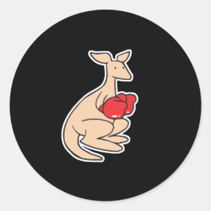 Pegatina Redonda canguro de boxeo lindo