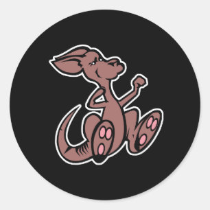 Pegatina Redonda canguro de salto lindo
