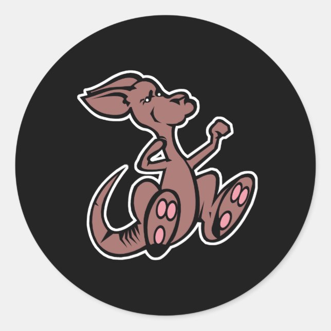 Pegatina Redonda canguro de salto lindo (Anverso)