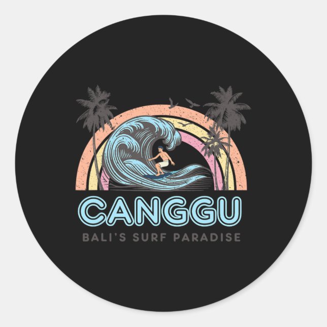 Pegatina Redonda Canguu - Li's Surf Paradise - Indonesia Surfing Fa (Anverso)
