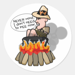 Pegatina Redonda Caníbal que cocina el pote