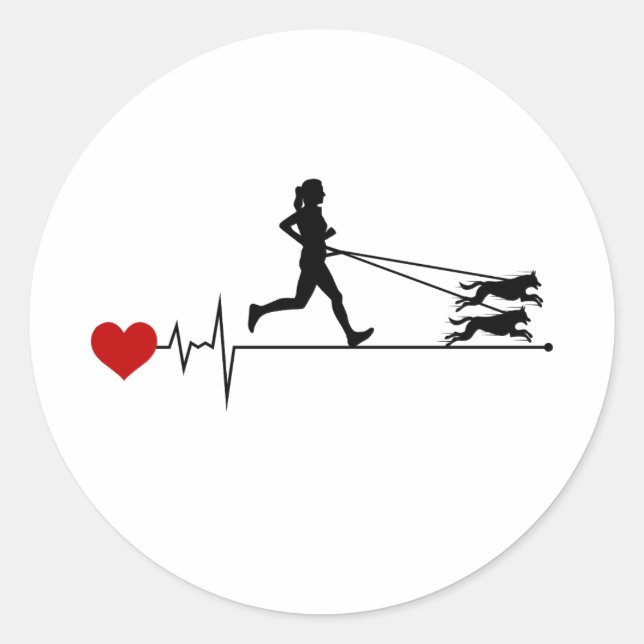 Pegatina Redonda Canicross Trail Runner Dog Sport al aire libre (Anverso)