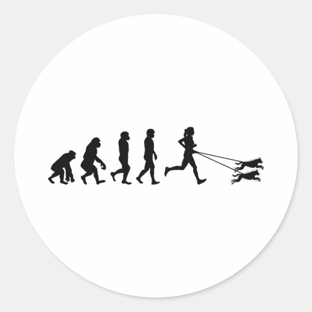 Pegatina Redonda Canicross Trail Runner Dog Sport Evolution (Anverso)
