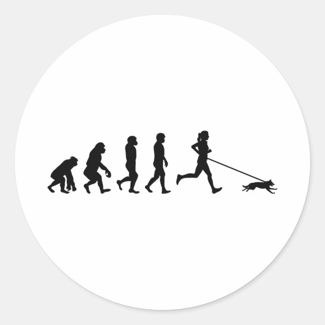 Pegatina Redonda Canicross Trail Runner Dog Sport Evolution (Anverso)