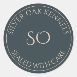 Pegatina Redonda Caniles Oficiales "Sellado con Cuidado" Pequeño