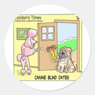 Pegatina Redonda Canine Blind Dates Funny Dog Personalizados Regalo
