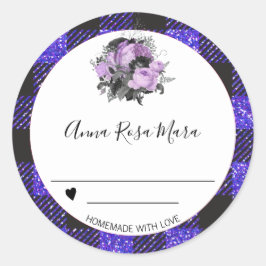 Pegatina Redonda *~* Canning AP30 Grape Buffalo Gingham Homemade