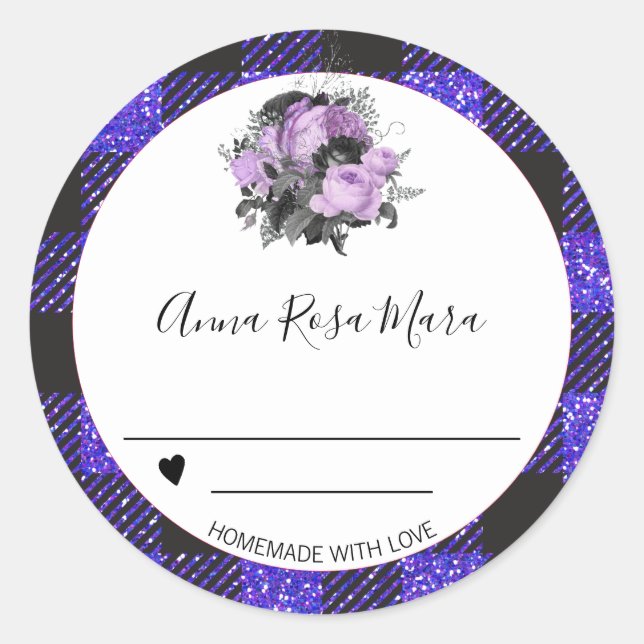 Pegatina Redonda *~* Canning AP30 Grape Buffalo Gingham Homemade (Anverso)