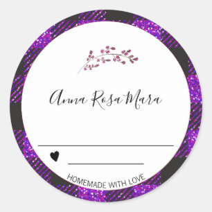 Pegatina Redonda *~* Canning Jelly Buffalo Gingham Heart AP30