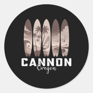 Pegatina Redonda Cannon Beach Oregon Tabla de Surf Hombres Mujeres