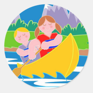 Pegatina Redonda Canoa