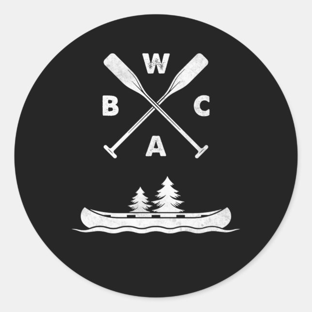 Pegatina Redonda Canoa Bwca Boundary Waters (Anverso)