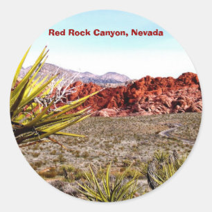 Pegatina Redonda Cañón de Rock Rojo, Nevada