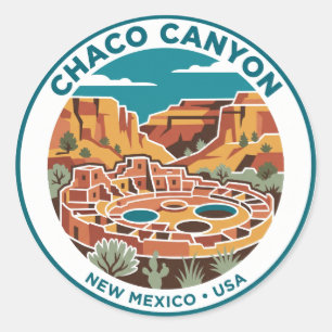 Pegatina Redonda Cañón del Chaco Nuevo México