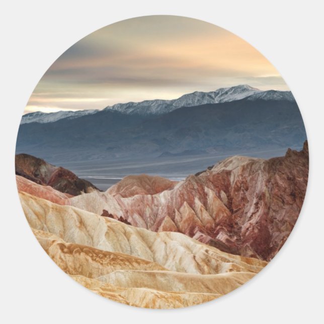 Pegatina Redonda Cañón dorado al atardecer (Anverso)