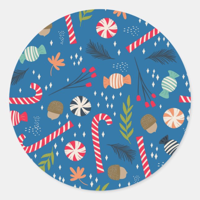 Pegatina Redonda Cañones de canto y Navidades envueltos dulce (Anverso)