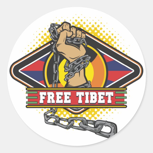 Pegatina Redonda Cañones Tibet libres (Anverso)