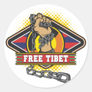 Pegatina Redonda Cañones Tibet libres