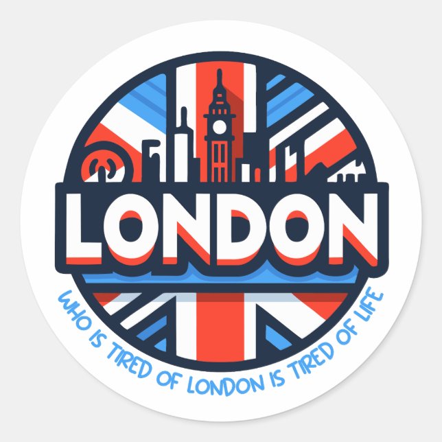 Pegatina Redonda Cansado de Londres (Anverso)