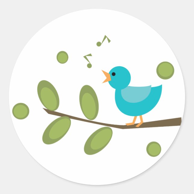 Pegatina Redonda Canta un pájaro de canción (Anverso)