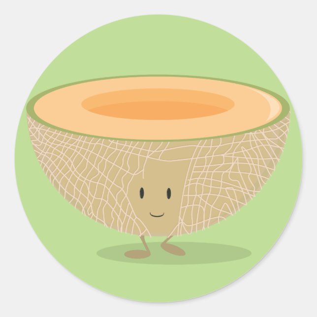 Pegatina Redonda Cantaloupe sonriente (Anverso)