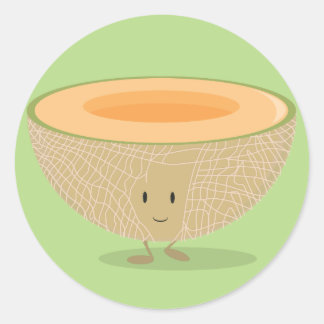 Pegatina Redonda Cantaloupe sonriente