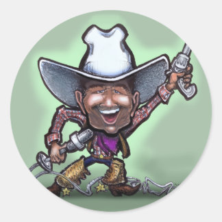Pegatina Redonda Cantando Cowboy