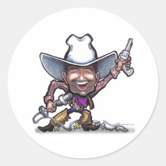 Pegatina Redonda Cantando Cowboy