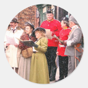 PEGATINA REDONDA CANTANTES DEL VILLANCICO DEL NAVIDAD DEL VICTORIAN