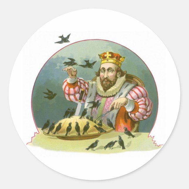 Pegatina Redonda Cantar una canción de Sixpence, rima de guardería  (Anverso)