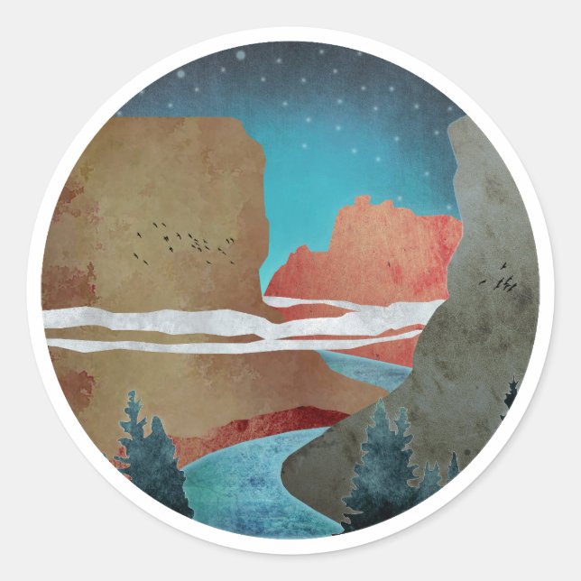 Pegatina Redonda Canyon Birds (Anverso)