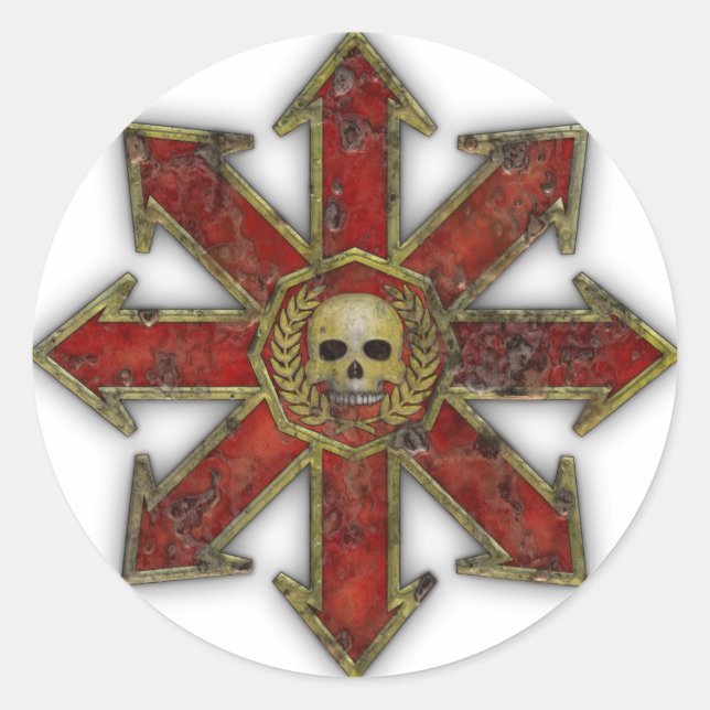 Pegatina Redonda Caos - Rojo (Anverso)